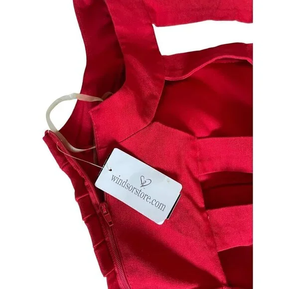 Windsor Red Dress Womens Junior Size 7 Strappy Back Side Zip NEW - Picture 10 of 13